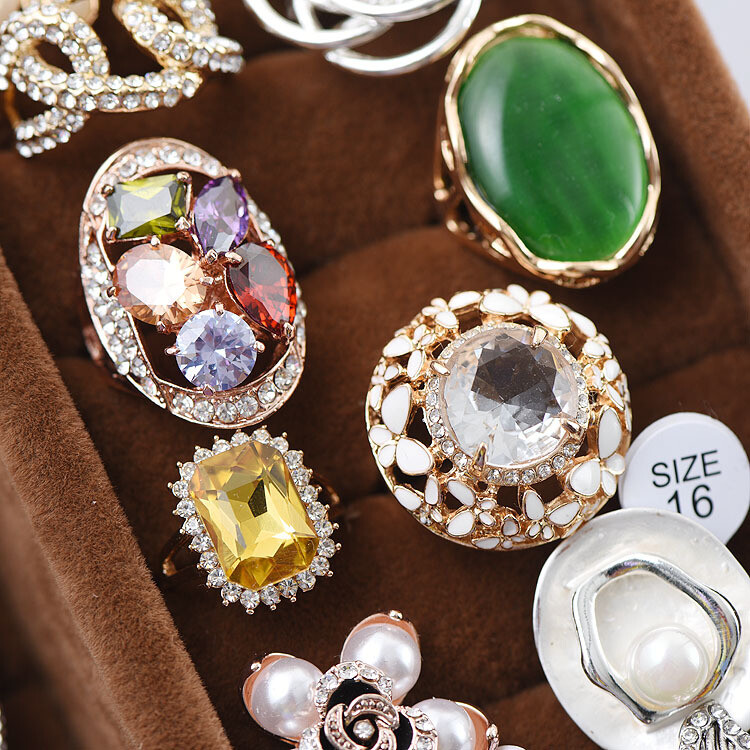 Wholesale Rhinestone Zircon Rings Mixed Women Finger Band Ring Jewelry Bulk Lots