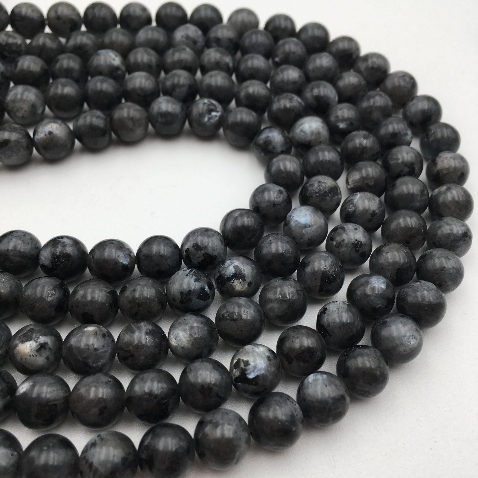 Larvikite Labradorite Smooth Round Beads 6mm 8mm 10mm 15.5″ Strand