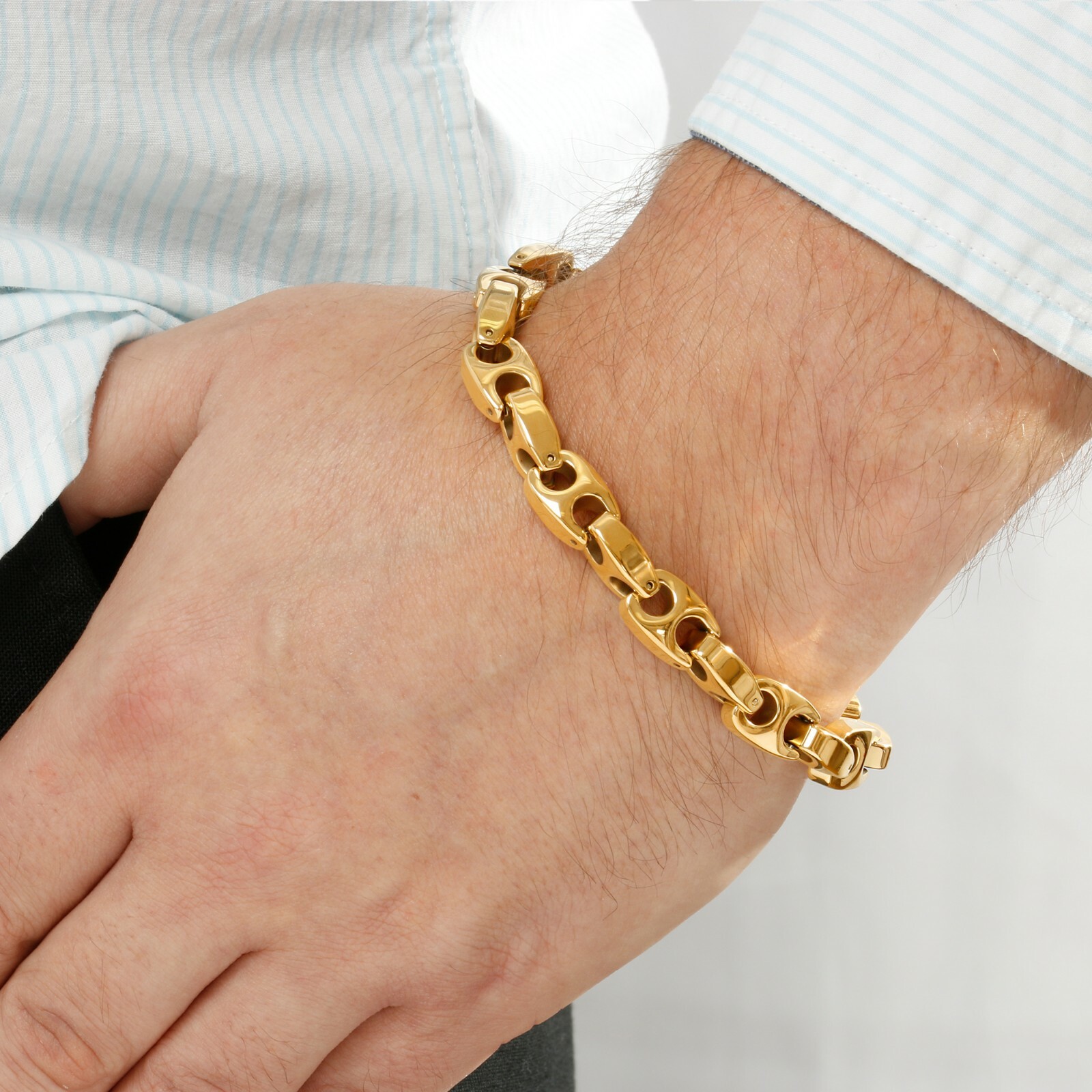 HEAVY 9.5mm BIKER TUNGSTEN CARBIDE MEN’S CHAIN (TUC 002) GOLD – FREE SHIPPING!