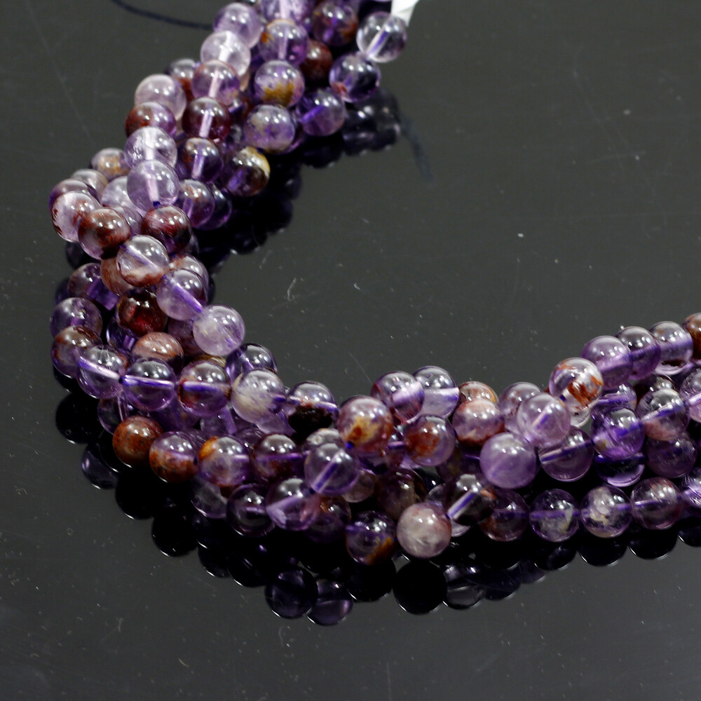 Natural Super Seven7 Melody Amethyst Round Bead 15″ strand 4mm 6mm 8mm 10 12mm