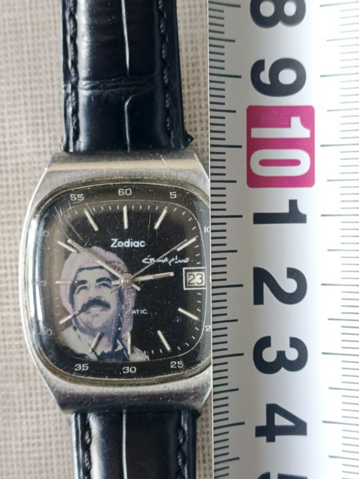 VINTAGE ZODIAC Saddam Hussein Arabic Dial Auto ETA 2879 in ZENITH Steel Case