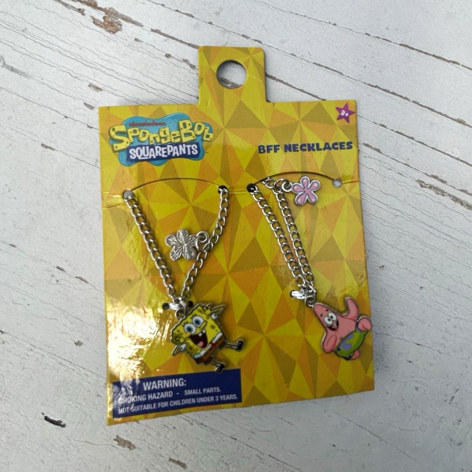 SpongeBob SquarePants BFF 2-Piece Silver Necklace Set, Unisex Kids Cartoon