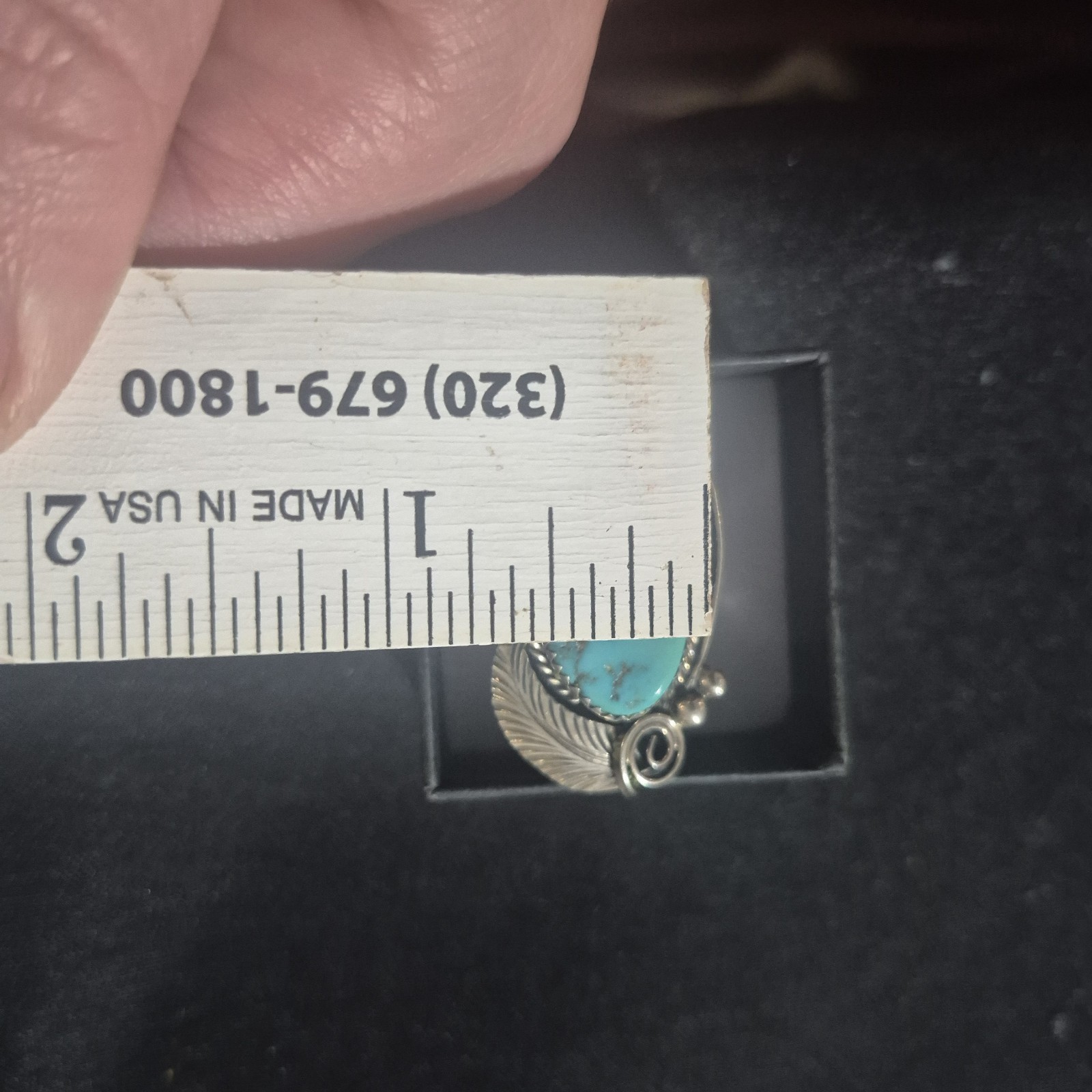 Turquiose And Sterling Native American Ring Signed Justin Morris Size8 10.35 G