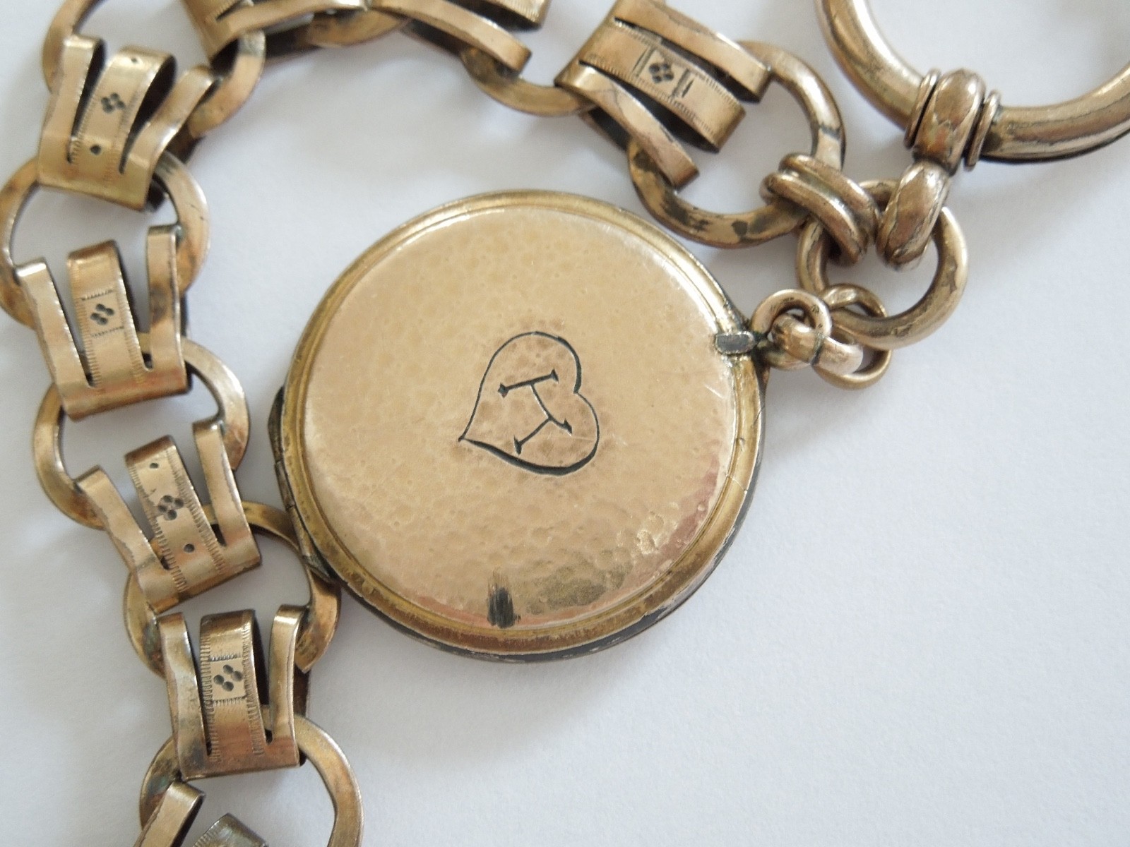 Antique Watch Chain Photo Pendant Medallion Gold Plated 21.9 G/Approx. 25 Cm