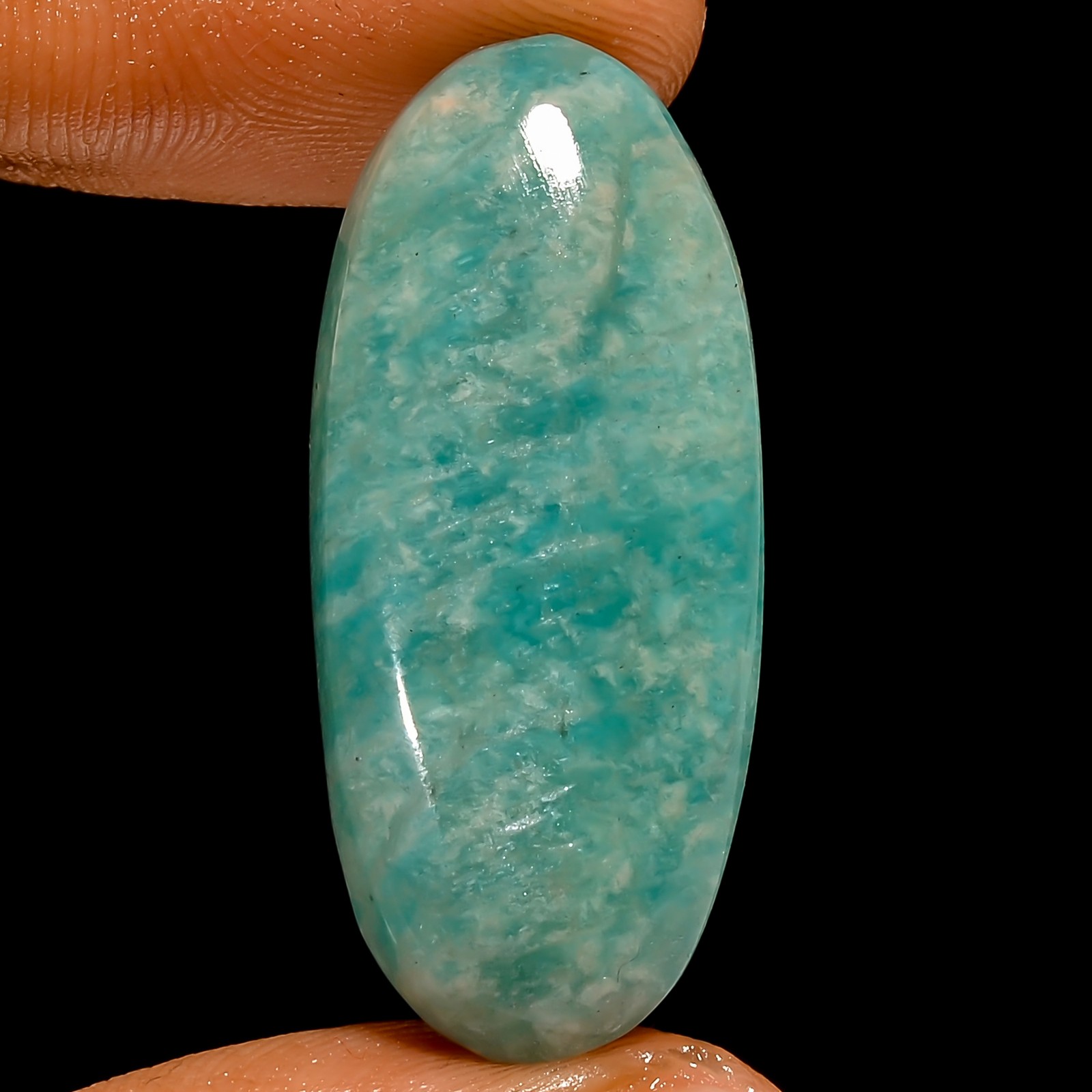 100% Natural Amazonite Oval Shape Cabochon Loose Gemstone 27 Ct 32X14X7mm UG3825