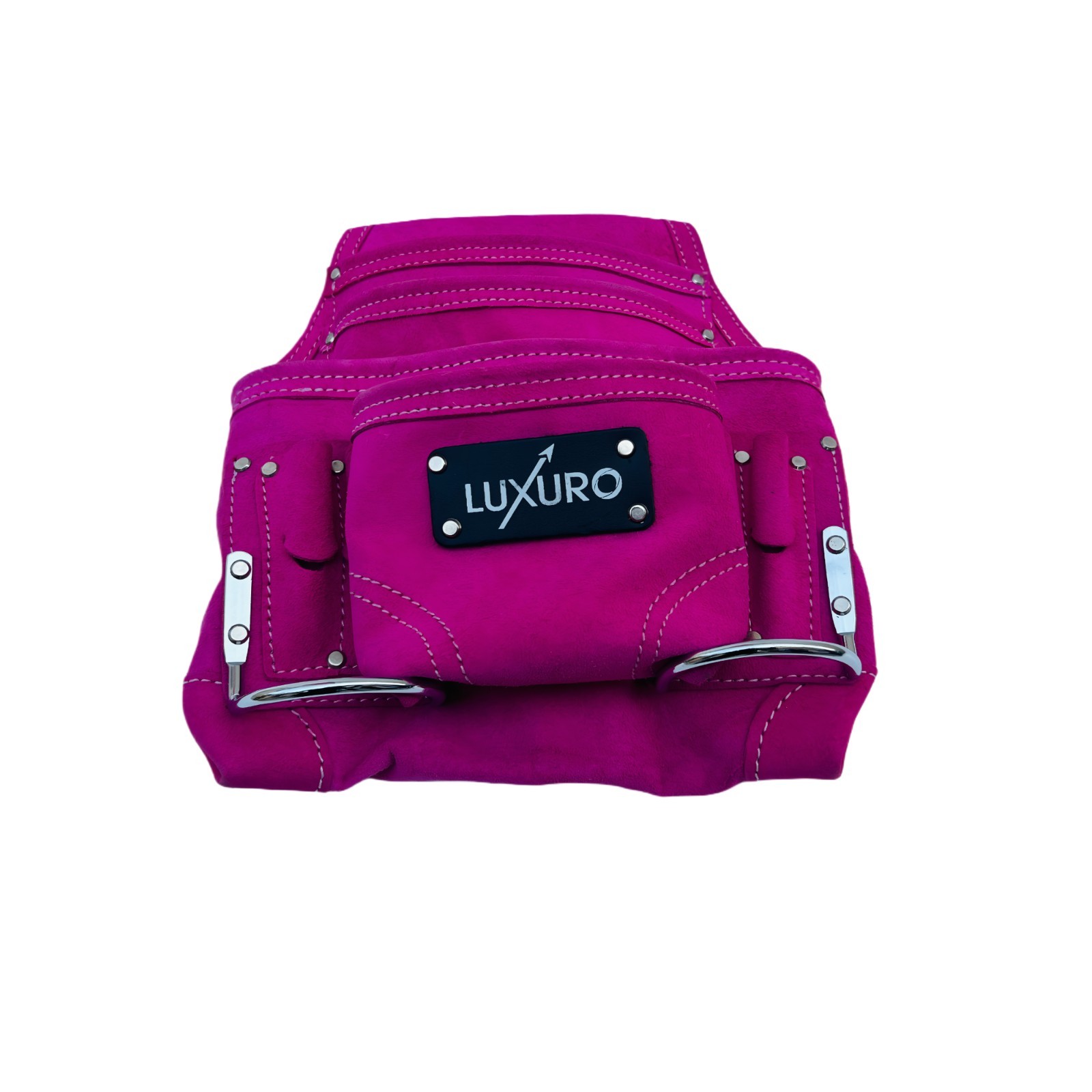 Pink Leather Tool Pouch – 10 Pocket Carpenter & Construction Tool Bag
