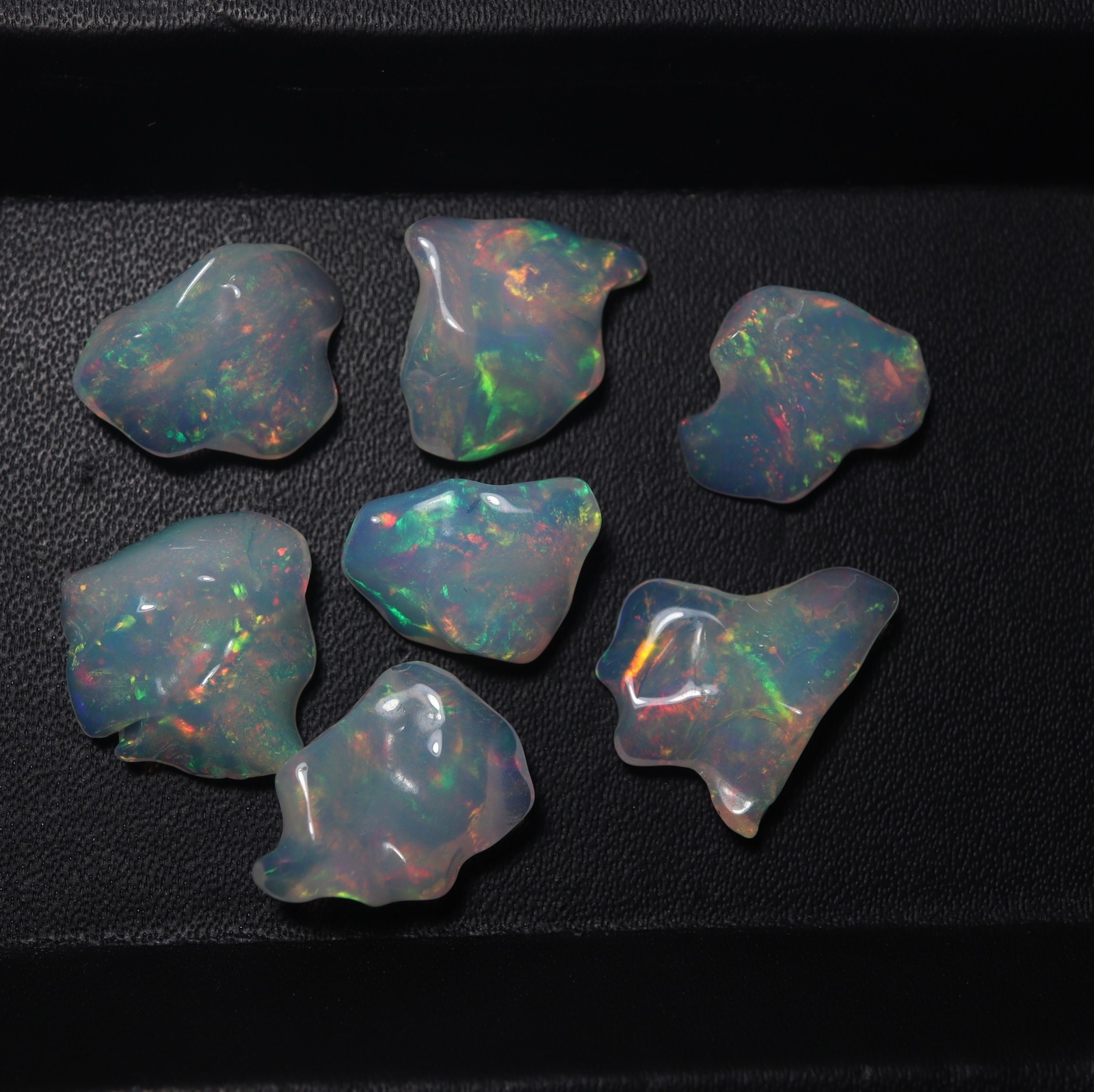 24Cts Natural AAA Ethiopian Opal Rainbow Fire Uncut Polished Rough 7 Pieces Lot