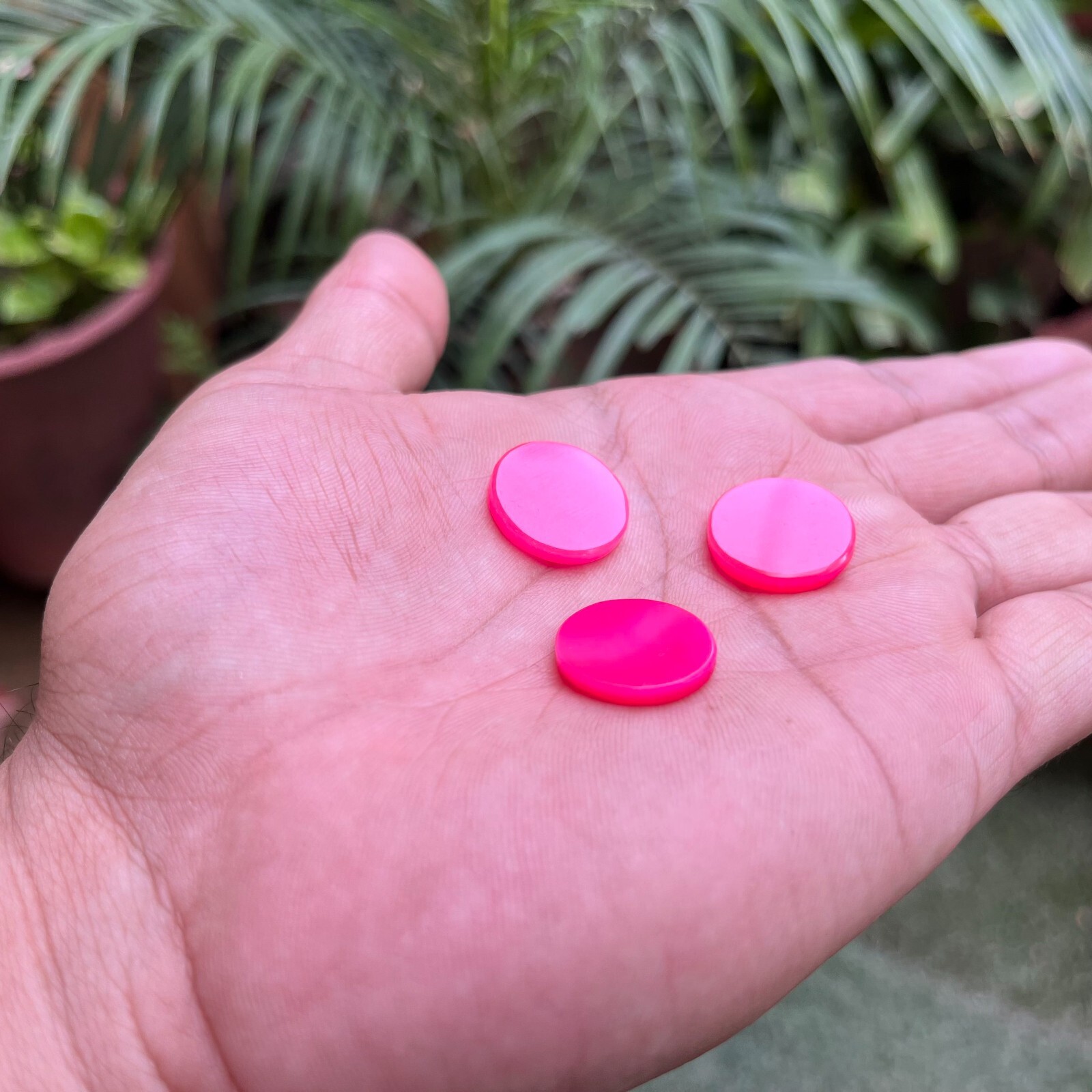 Hot Pink Chalcedony Round Disc Shape Flat Cabochon Loose Gemstone Jewelry Making