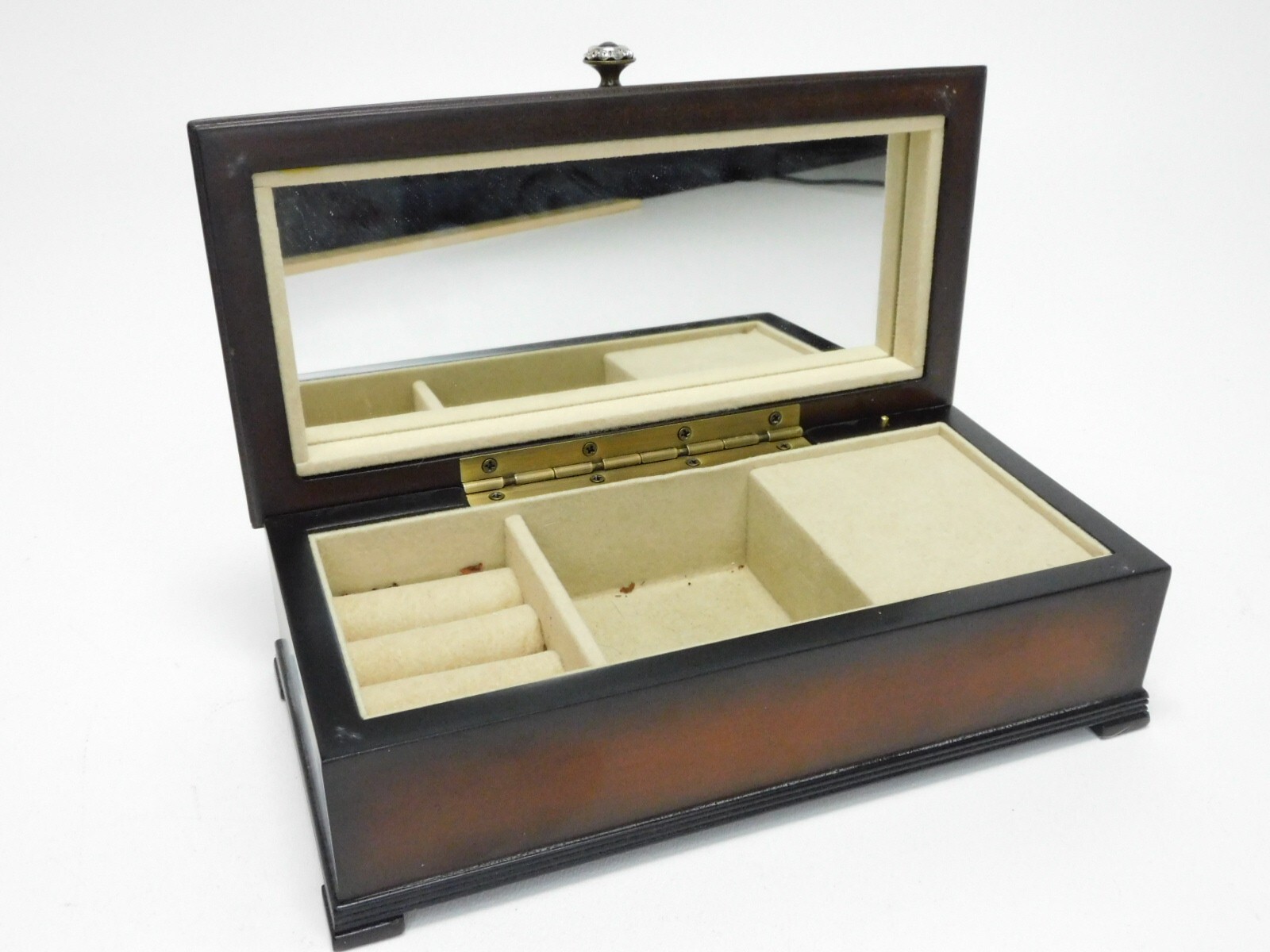 Vintage Bombay 087 26Z Jewelry Box Musical Wood Mirror 8.5″ x 4.5″