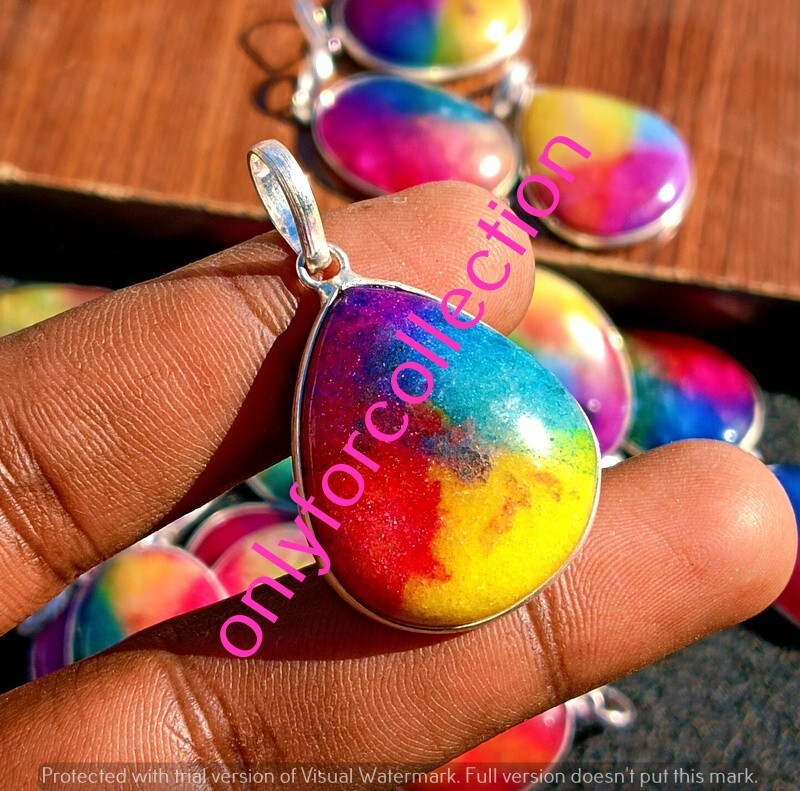 Rainbow Solar Quartz Gemstone 925 Sterling Silver Plated Wholesale Pendants Lot