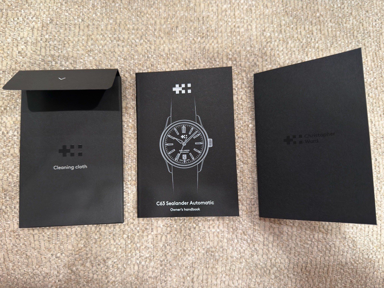 2026 Christopher Ward C63 Sealander Watch 39mm Black w/Consort & Bader Bracelets