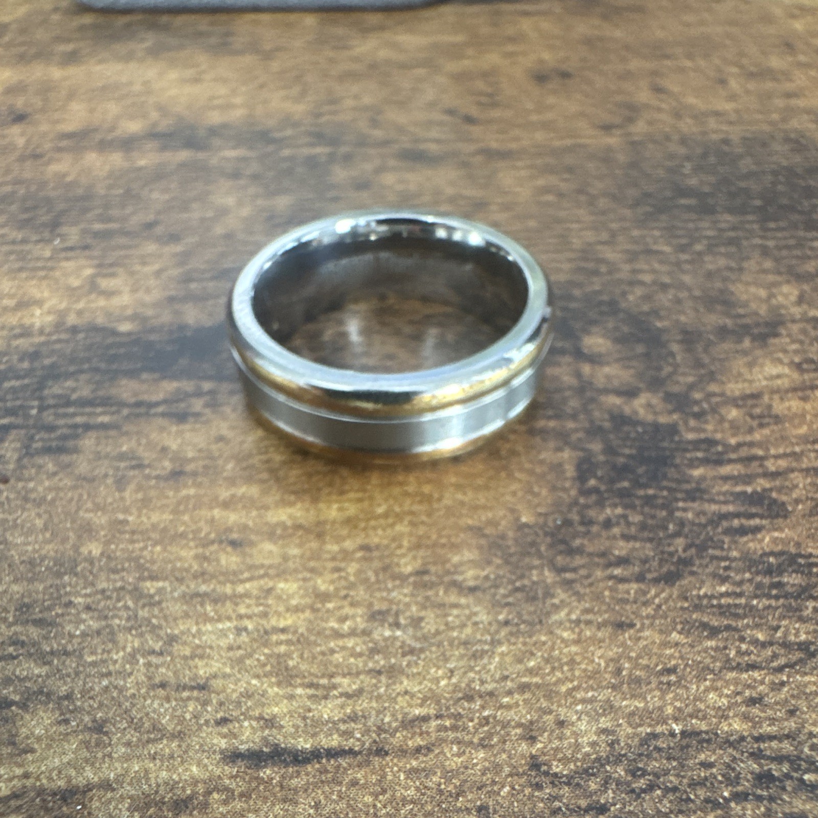Triton 18K Two-Tone Silver & Gold Wedding/Anniversary Band Ring Size 8