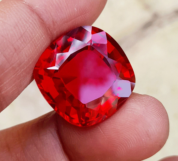 36.12 Ct GIE Certified Unheated Myanmar Red Ruby Cushion Cut Loose Gemstone