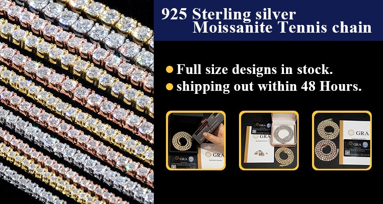 4mm D Color VVS1 Moissanite Tennis Chain Bracelet – 925 Sterling Silver 6-24″