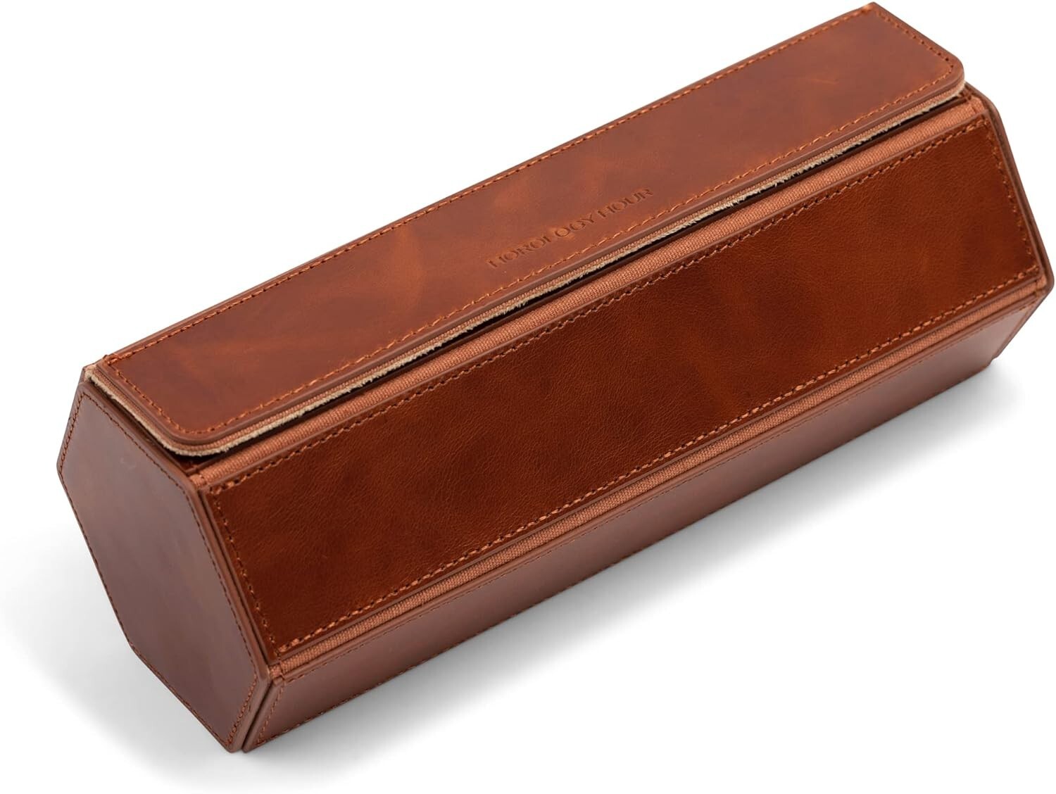 Prism Genuine Full Grain Leather Watch Case – 3 Watch Roll Travel Case