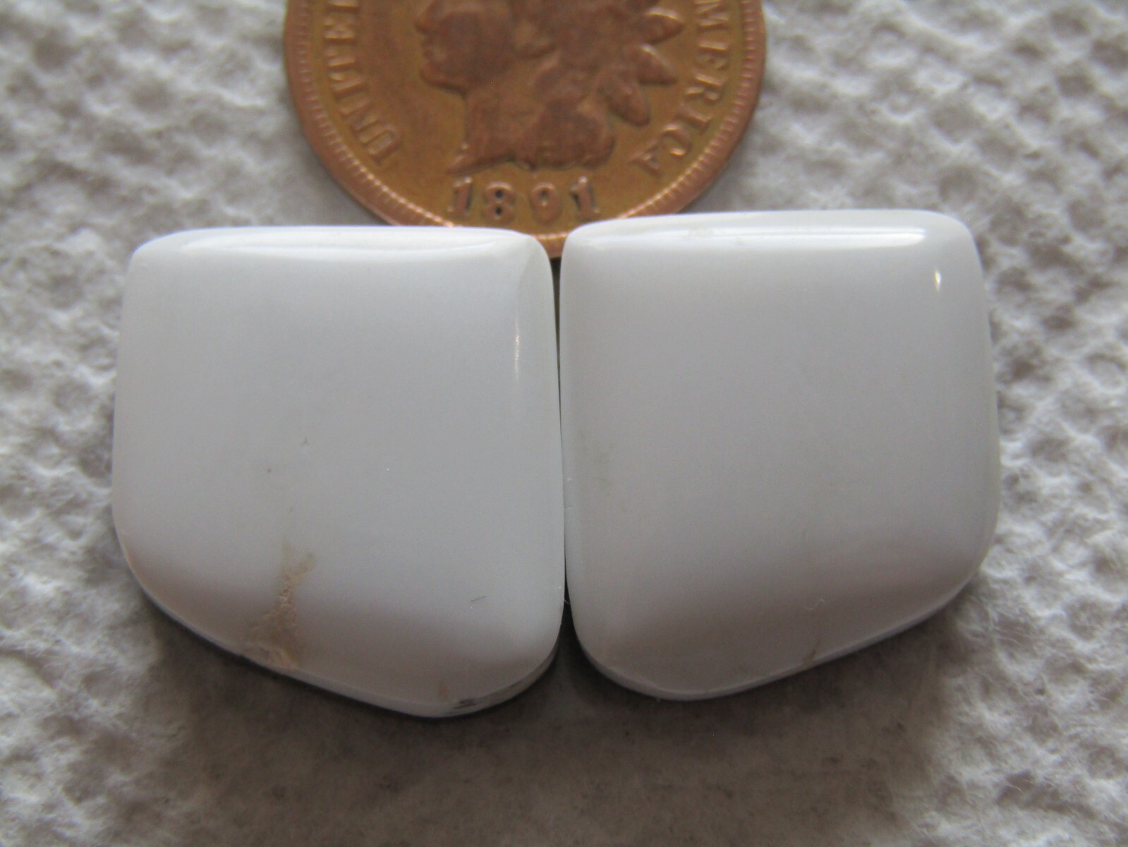 2 Natural White Buffalo Turquoise 38 carat Cabochons Matching Sets Cabs Nevada