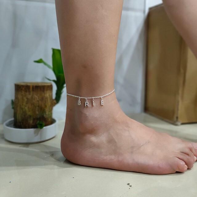 Custom Name Anklet Letters Jewelry Cubic Zirconia Fashion Gold Silver Color Gift
