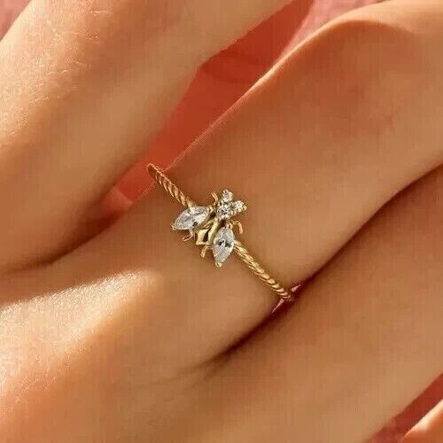 Honey Bee Women Gift ring 1.75Ct Marquise Simulated Diamond 925 Sterling Silver