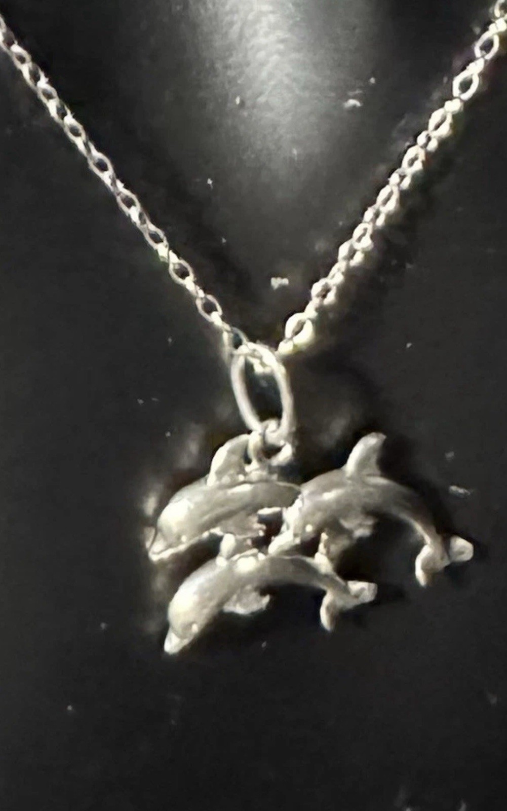 Sterling Silver Dolphin Pendant with 3 Dolphins Marked .925STERLING