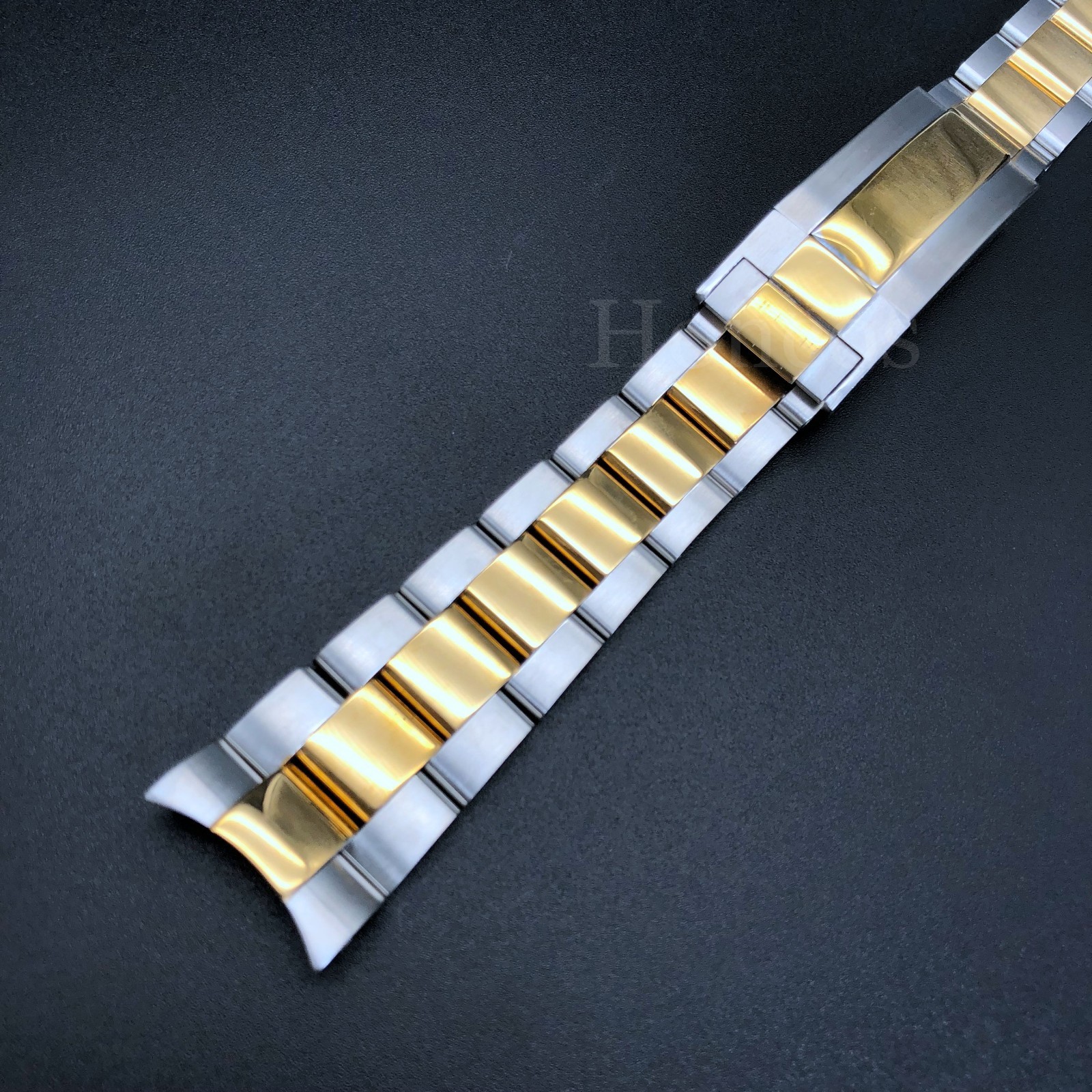 OYSTER WATCH BAND BRACELET FITS FOR ROLEX 1601 1603 16613 GOLD/SS 20MM FLIP LOCK