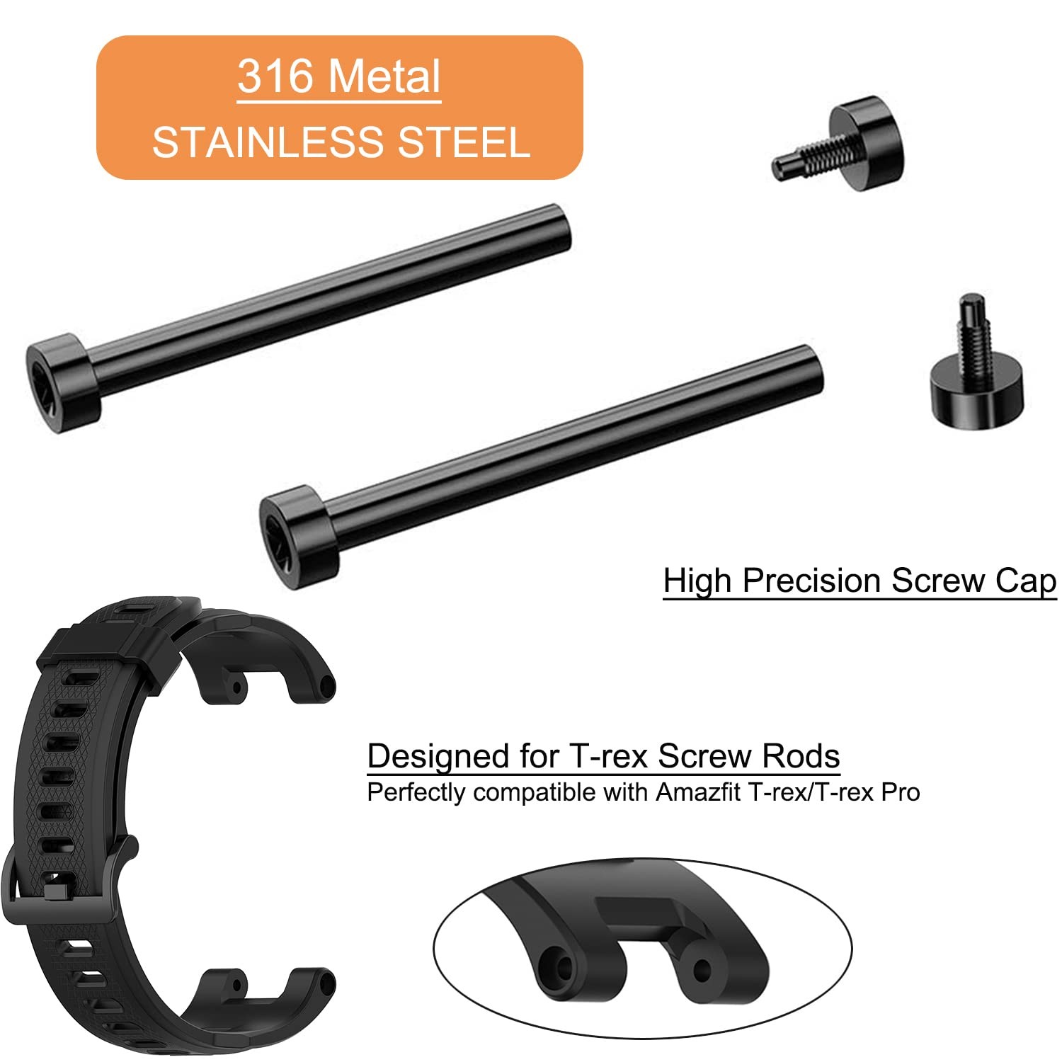 Lijinlan Compatible with Amazfit T-Rex/T-Rex Pro Screw Rod Accessory, Black