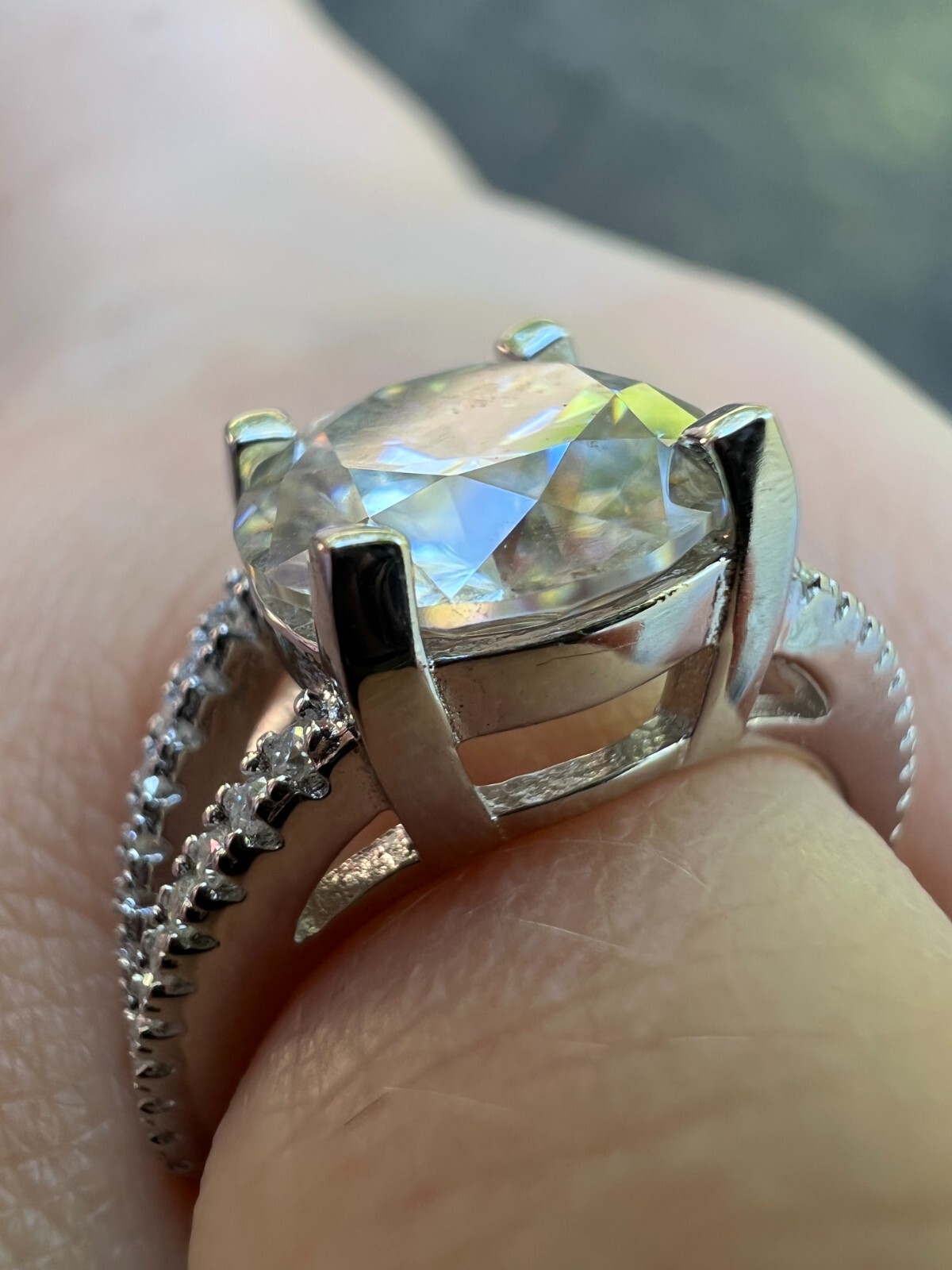 Real Moissanite Halo Engagement Promise Ring 925 Silver Diamond Test ✅ 4 Sizes