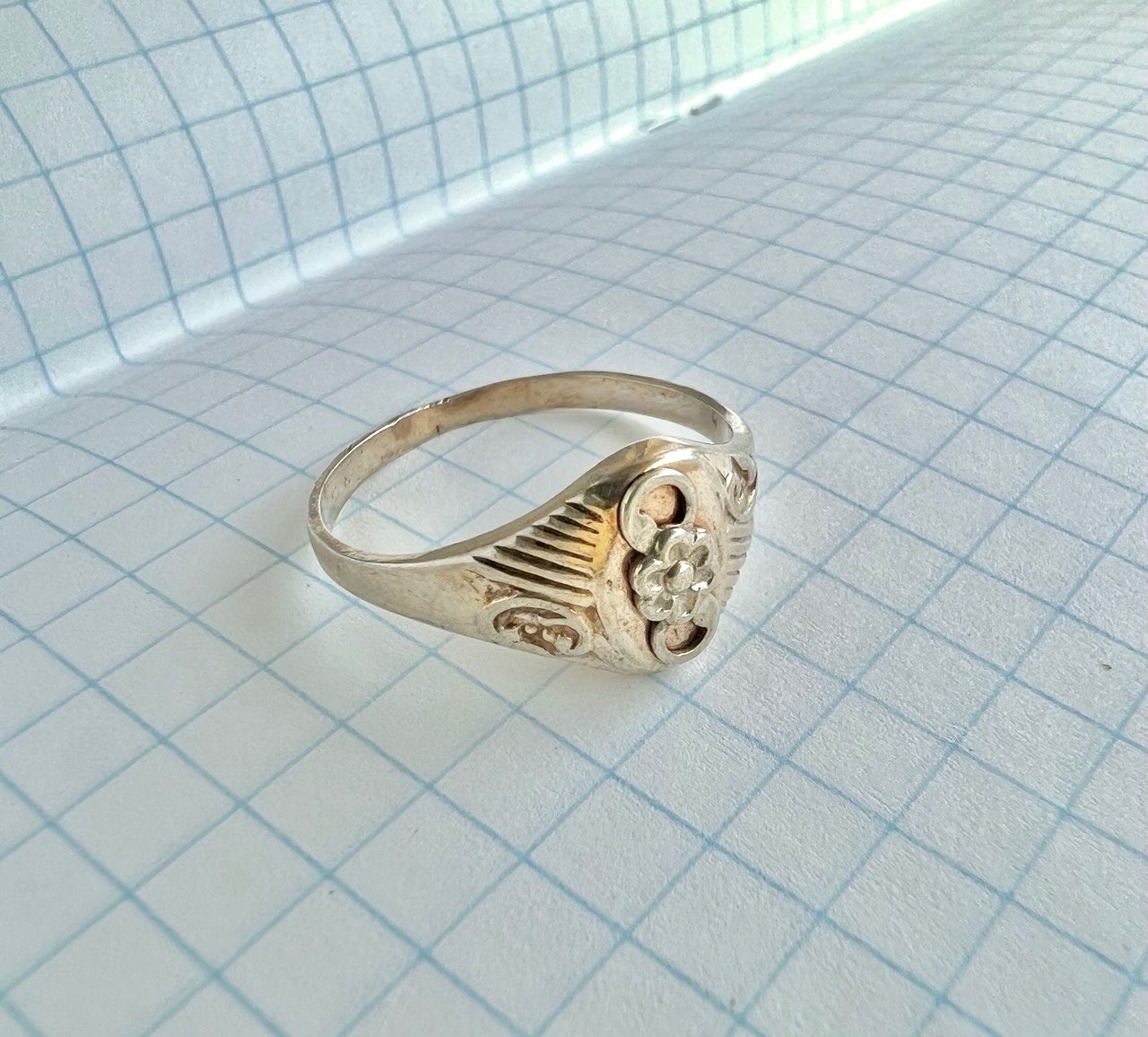 Vintage Soviet USSR 875 Silver Ring Kharkiv Jewelry Factory Size 9 Star Hallmark