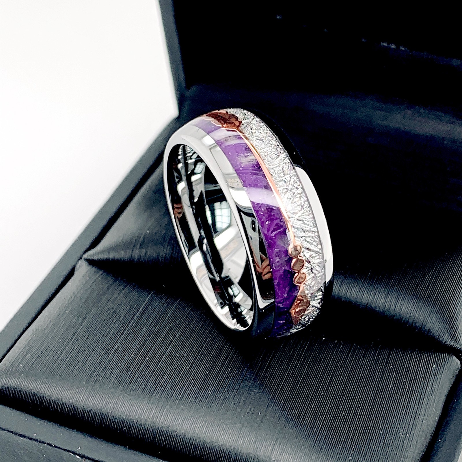 Purple Stone Ring, Mens Purple Ring, His and Hers Promise Ring, Matching Rings