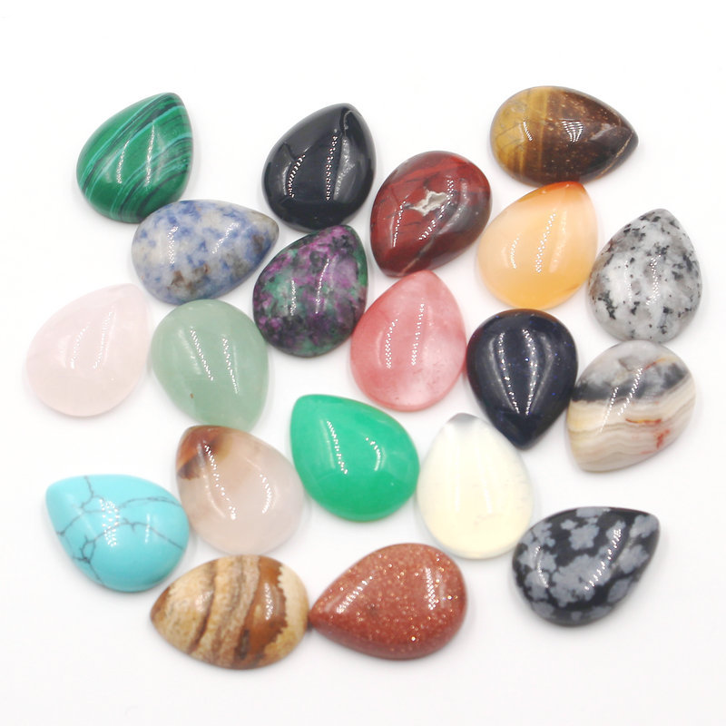 30pcs/lot Assorted Natural stone teardrop CABOCHON Stone Beads No Holes 15x20mm