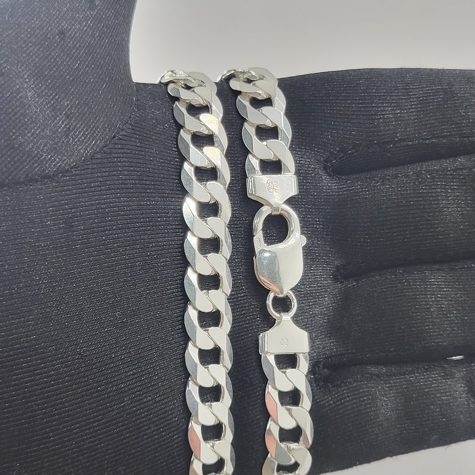 Vintage Italy Curb Link Chain Necklace GM SRA Approx 59 Grams Sterling 24″ 9mm