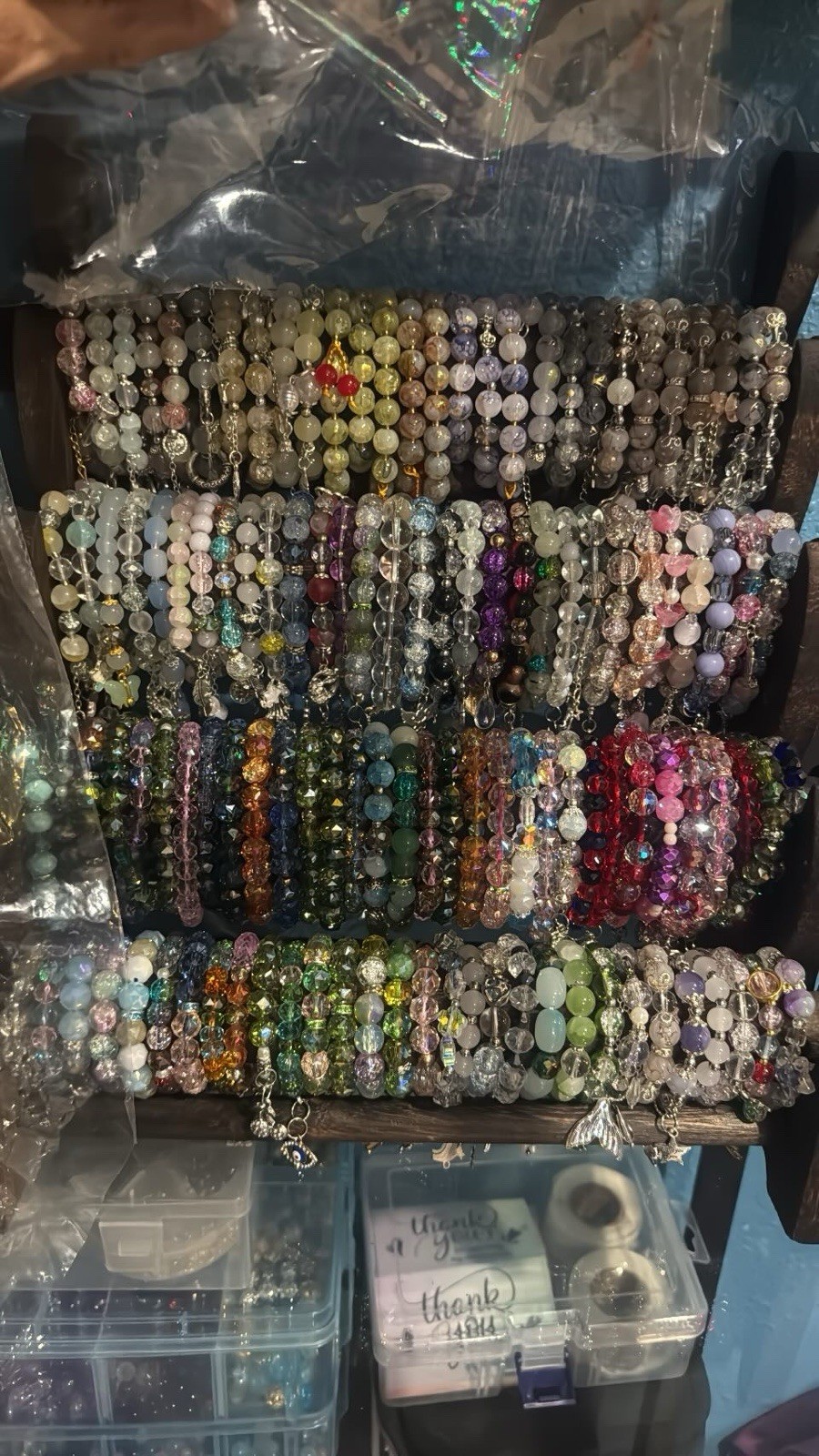 Mixed Jewelry Lot 50+ Multicolor Beaded Stretch Bracelets Mixed Materials