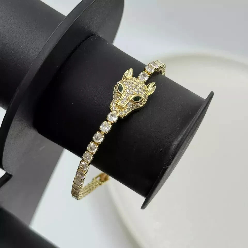 7.21 Ct Round Simulated Diamond 925 Silver Women’s Panther Fancy Tennis Bracelet