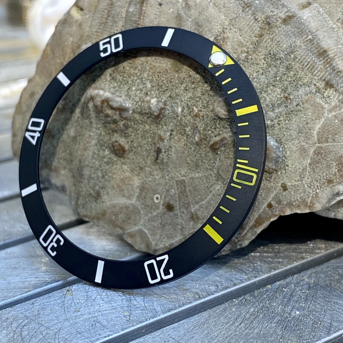 Matte Black w/ Yellow+White Ceramic [Sub Style Bezel Insert] for Seiko SKX SRPD