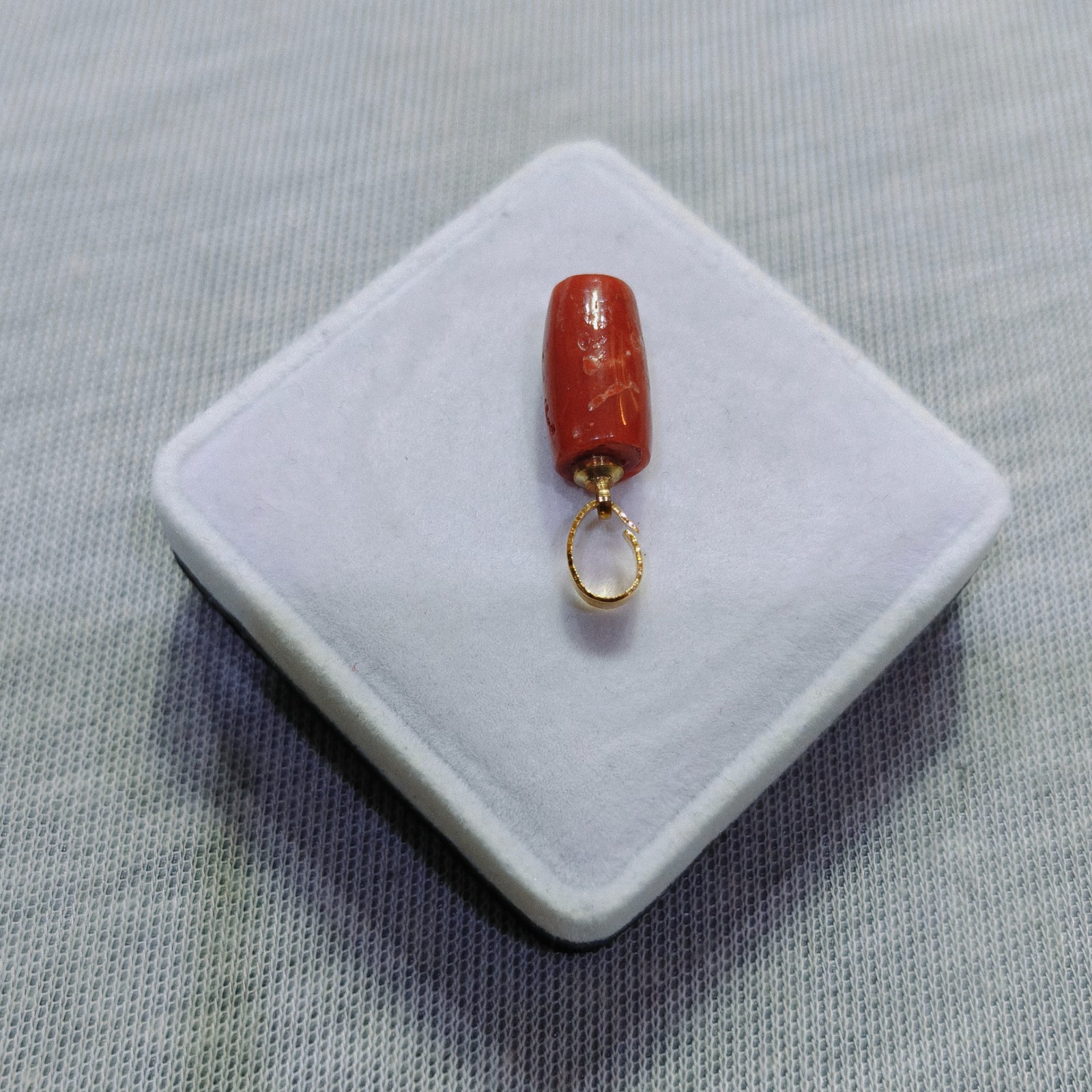 Natural Italian Red Coral Brass Pendant Sea Coral Gemstone Handmade Jewelry Gift