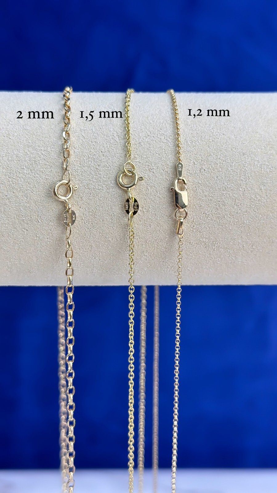 14k SOLID Gold Rolo Link 1.2mm 2mm Chain Rolo Link Necklace 16″ 18″ – Cadena Oro