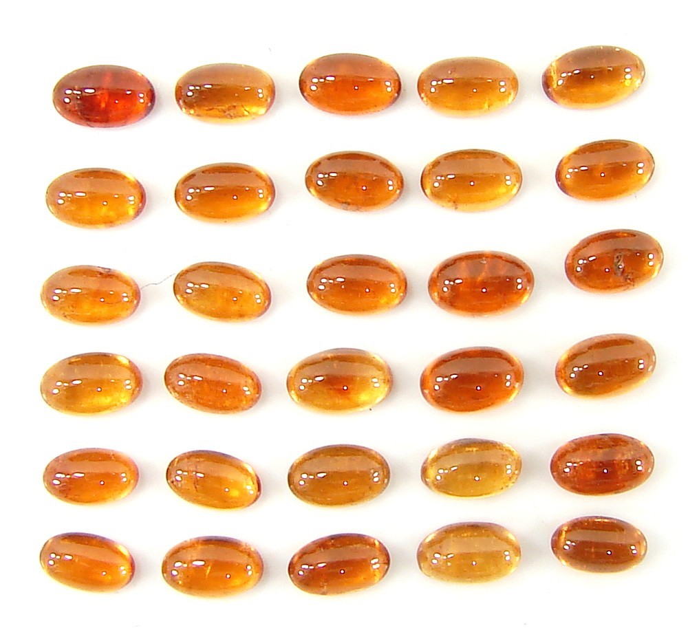 8.45 Ct Natural Hessonite Garnet Loose 3×5 mm Gemstone Cabochon 30 Pcs Lot- 1933