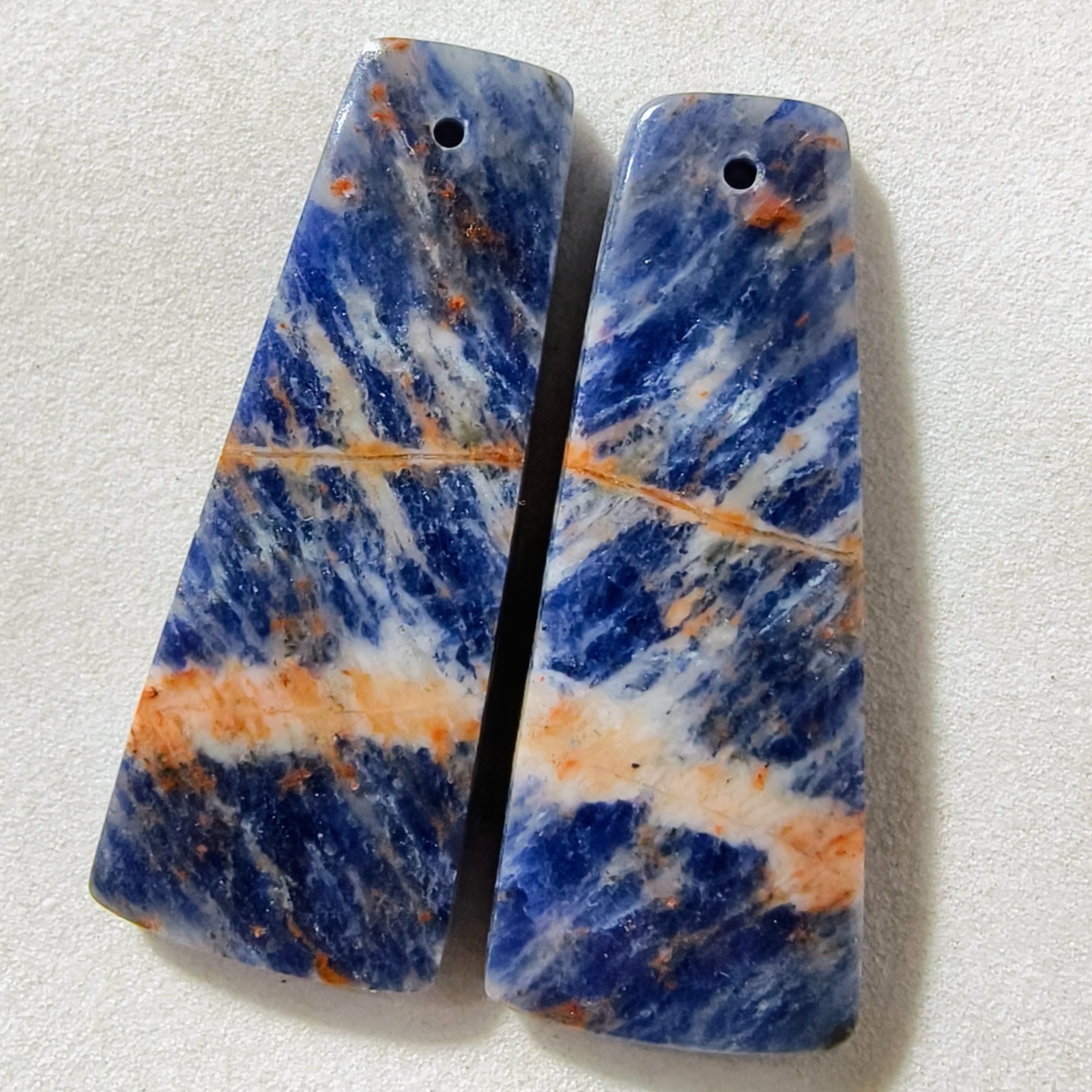 36 Cts Natural Sodalite Drilled Match Pair Cabochon Gemstone 35.6 X 14 MM