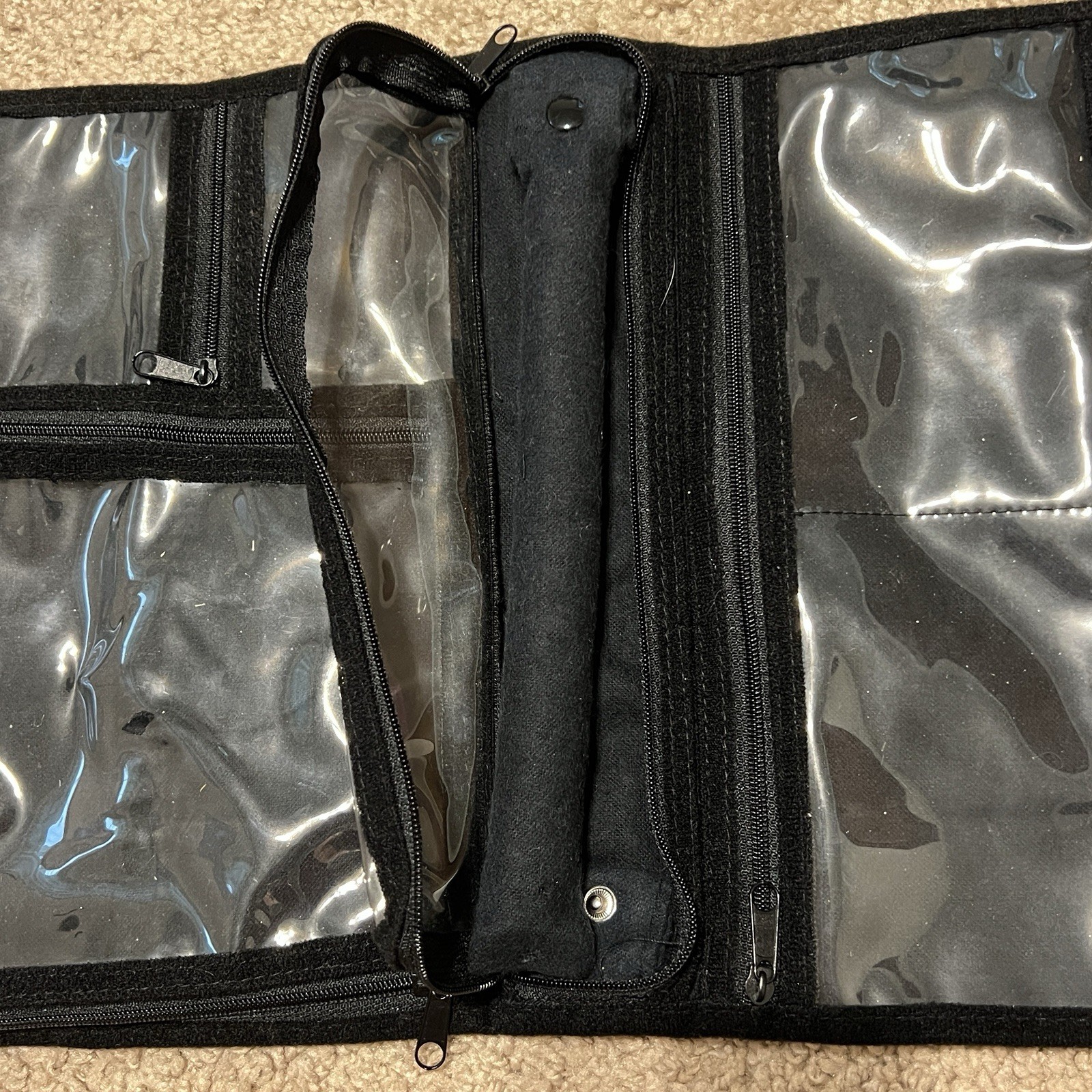 Silver Safekeeper Anti Tarnish Travel Jewelry Organizer Hanging Roll Pouch Black