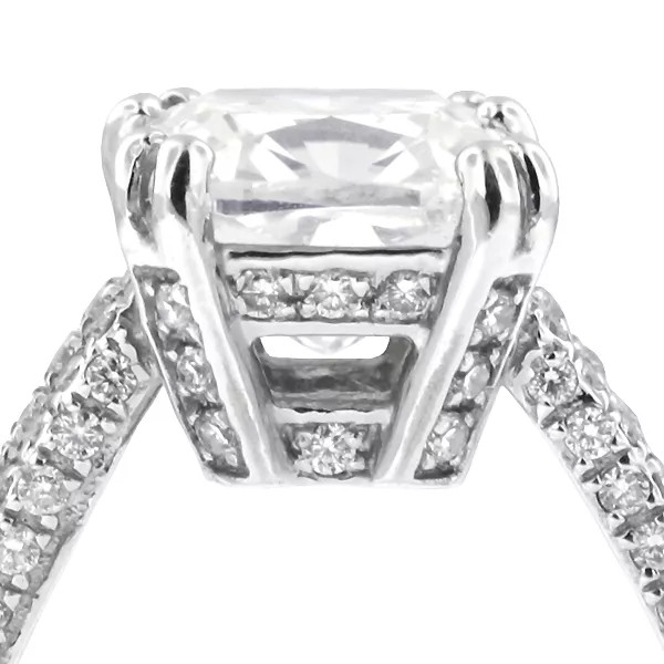 Side Stone Engagement Ring 14K Gold 2.53 Carat Cushion Lab-Grown Diamond H VS2
