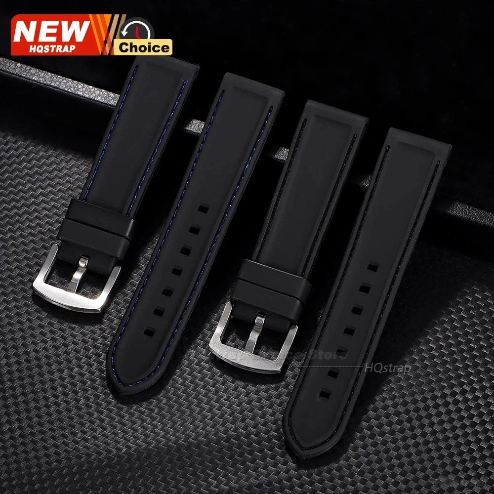 Stitching Sports Silicone Watch Band 18mm 20mm 22mm 24mm 26mm Thick Rubber Strap