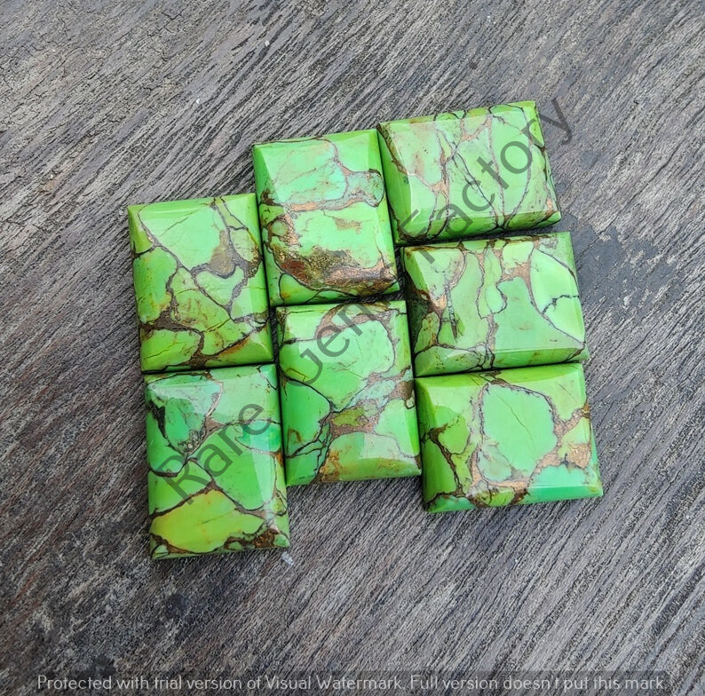 Natural Green Copper Turquoise Rectangle Shape Gemstone All Size Available