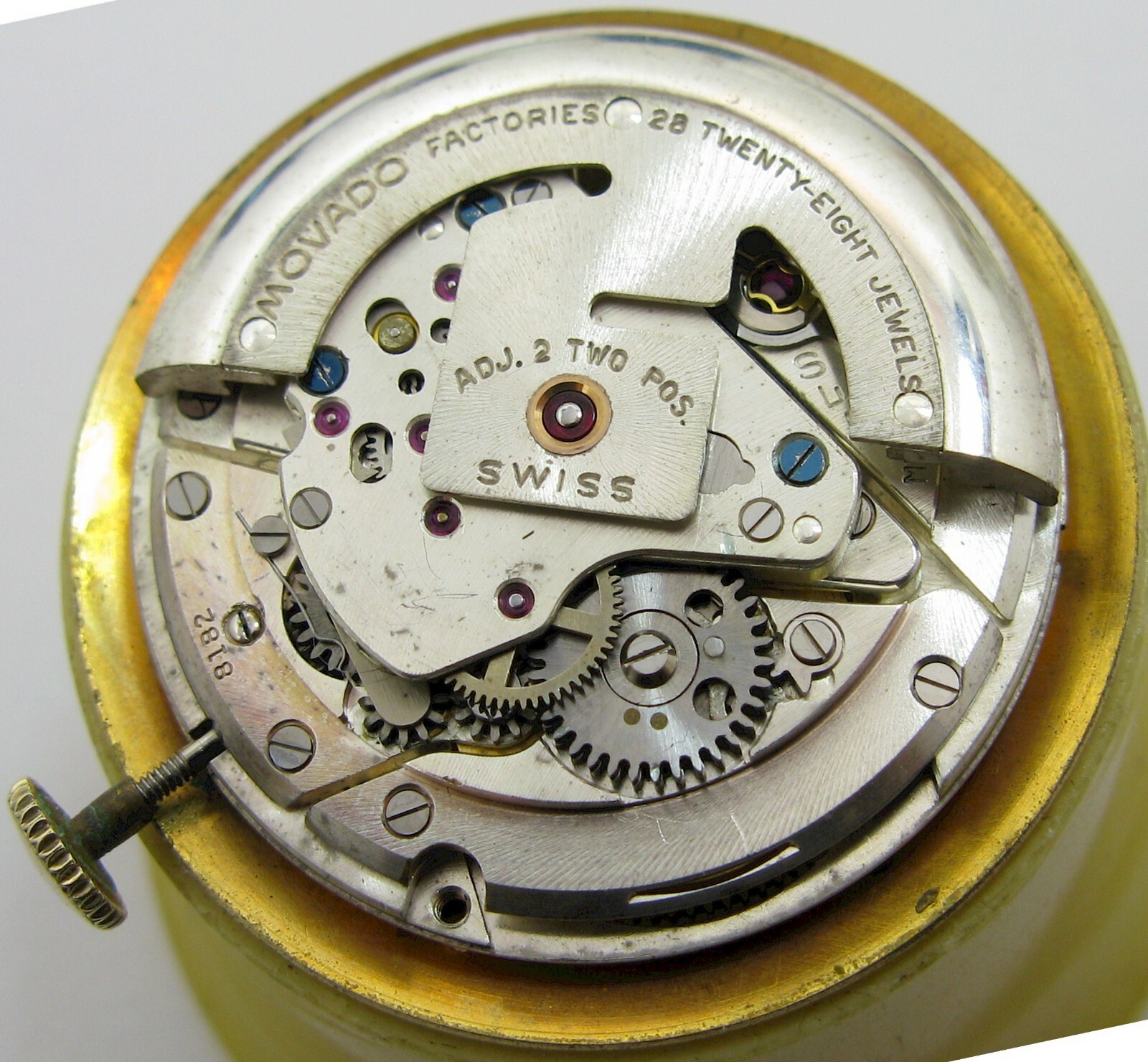 Movado kingmatic 531 28 j. 2 adj. automatic watch movement & dial for parts …