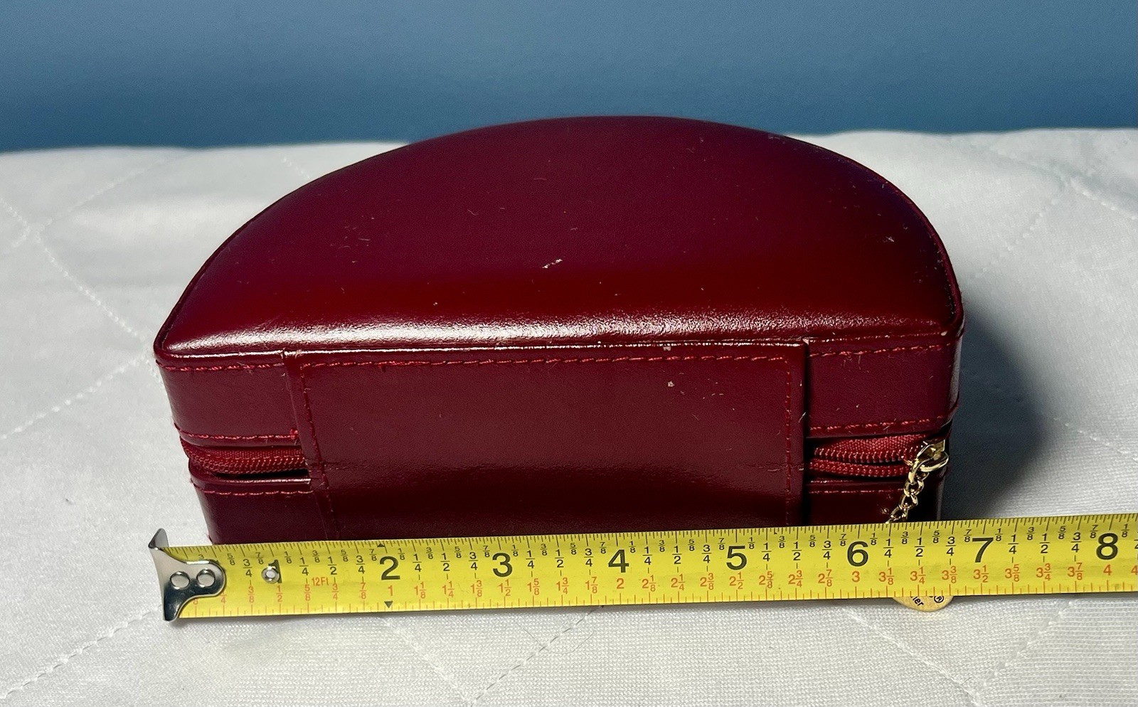 Wolf Designs Jewelry Travel Case Leather Zip Vintage Two Sides Red Hard Case