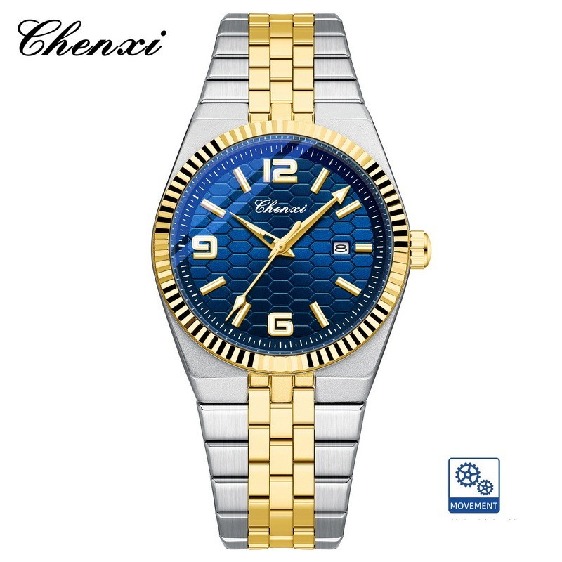 CHENXI Men’s Gold Luminous Calendar Casual Business Automatic Mechanical Watch