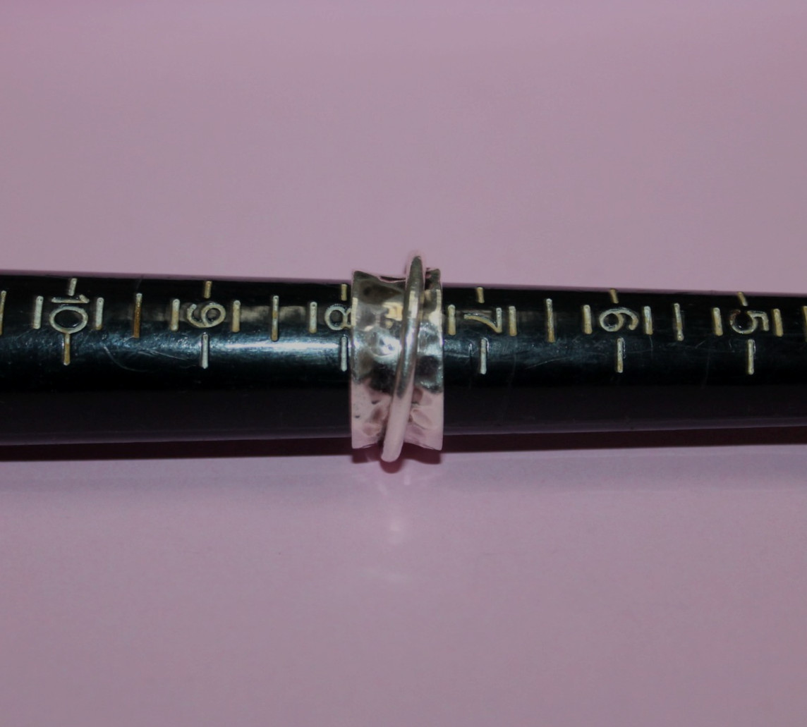 DDD Mexico 925 Hammered Ringed Wide Band Ring Size 7.75 [076GCM]