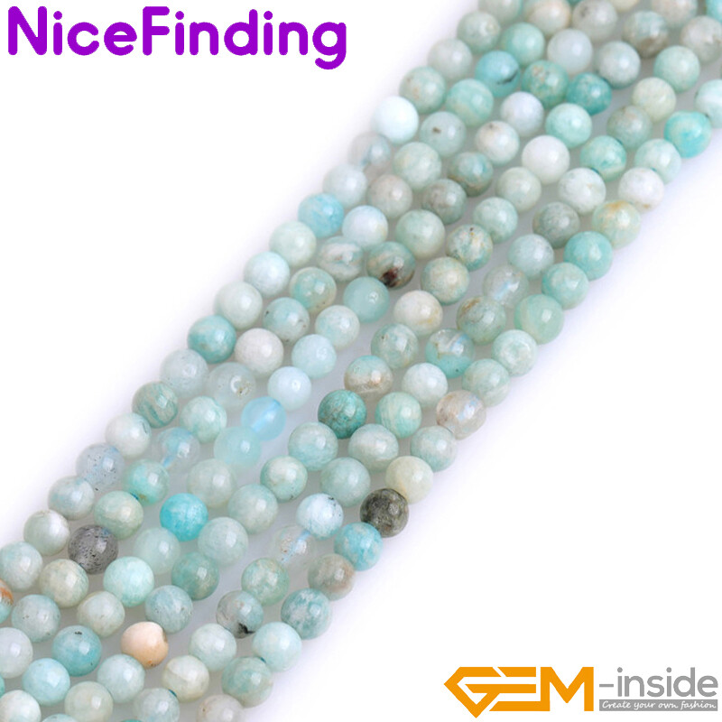 African Blue Amazonite Natural Gemstone Round Loose Beads Jewelry Making 15”