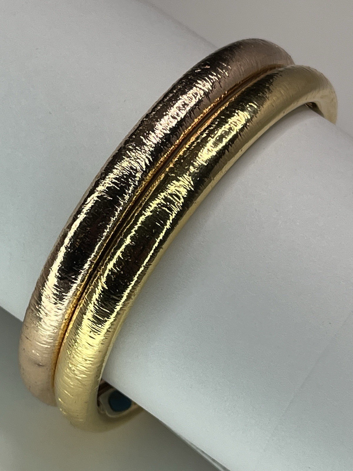 One Milor Italy 14K Rose Gold Over Resin Textured Bangle Bracelet 8”