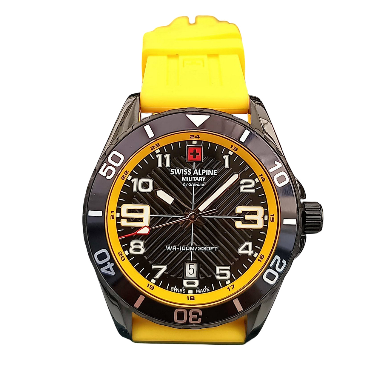Swiss Alpine Military Black Dial Silicone Band Watch 7029.1878