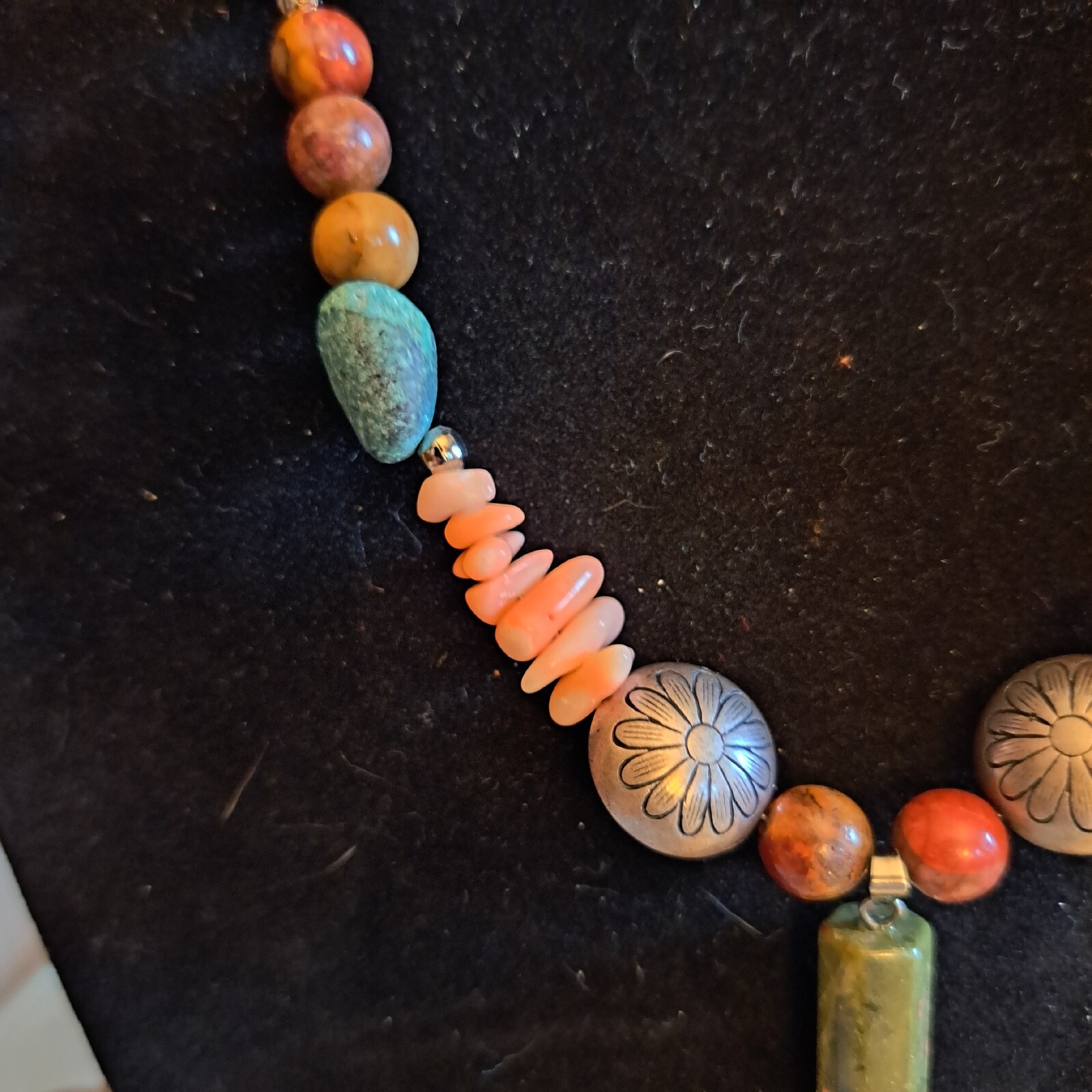 Unakite Pendant Gemstone Necklace jasper quartz turquoise aventurine mookaite