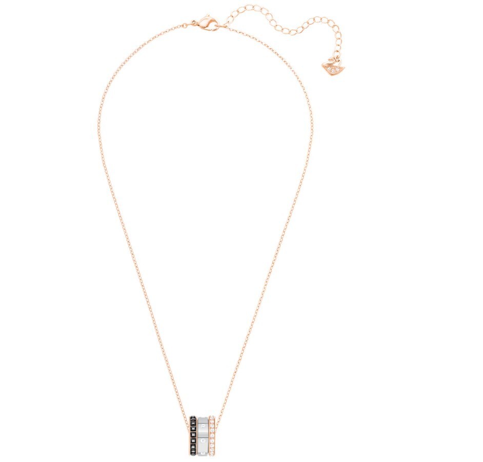 SWAROVSKI 5353666 BLACK SILVER GOLD TONE HINT WOMENS PENDANT NECKLACE